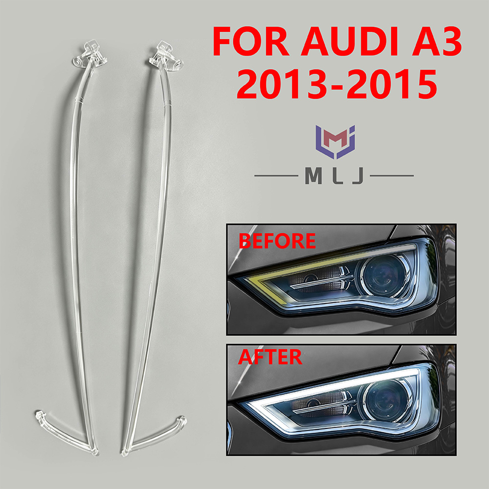 Running Headlamp - アウディA3 2013-2015用 高輝度エンジェルアイズLED DRLライトガイドアクリルチューブストリップ デイタイムランニングライト交換用ヘッドランプ