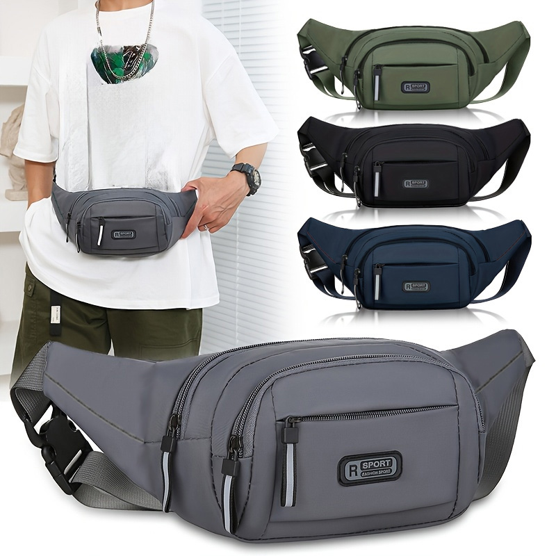 Running Belt - メンズ用、防水仕様のウエストバッグ。複数のポケット付きで、カジュアルな普段使いや、アウトドア、旅行、ランニング、スポーツに最適。ベルトに固定できるクロスボディバッグとしても肩掛けバッグとしても使用可能。
