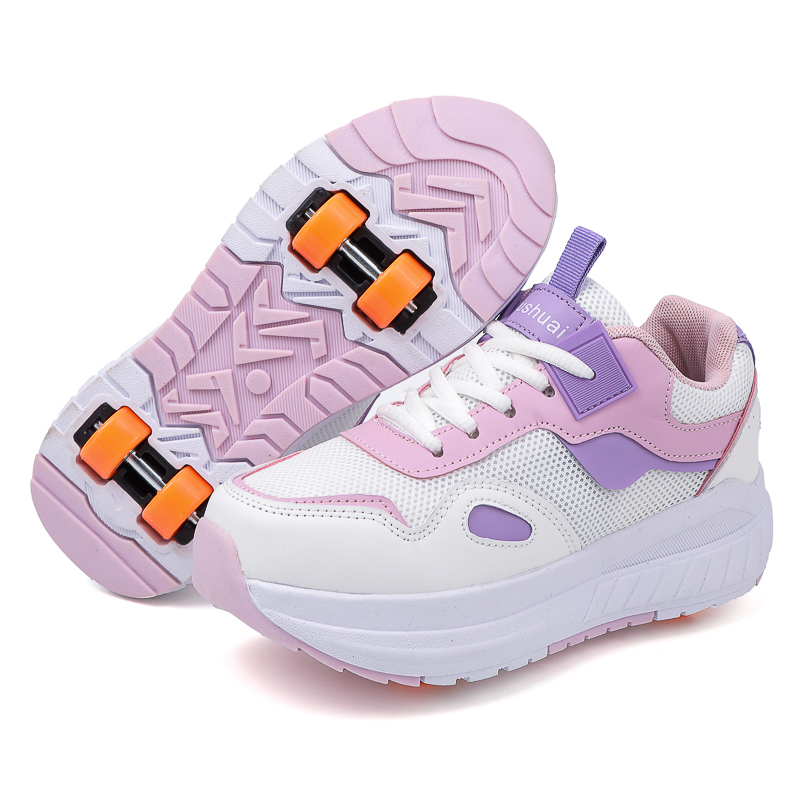 Running Shoes Men - 子供用ローラースケート、4輪、取り外し可能な車輪付きスニーカー、女の子向け、屋外スポーツ用、変形可能な車輪付きシューズ。