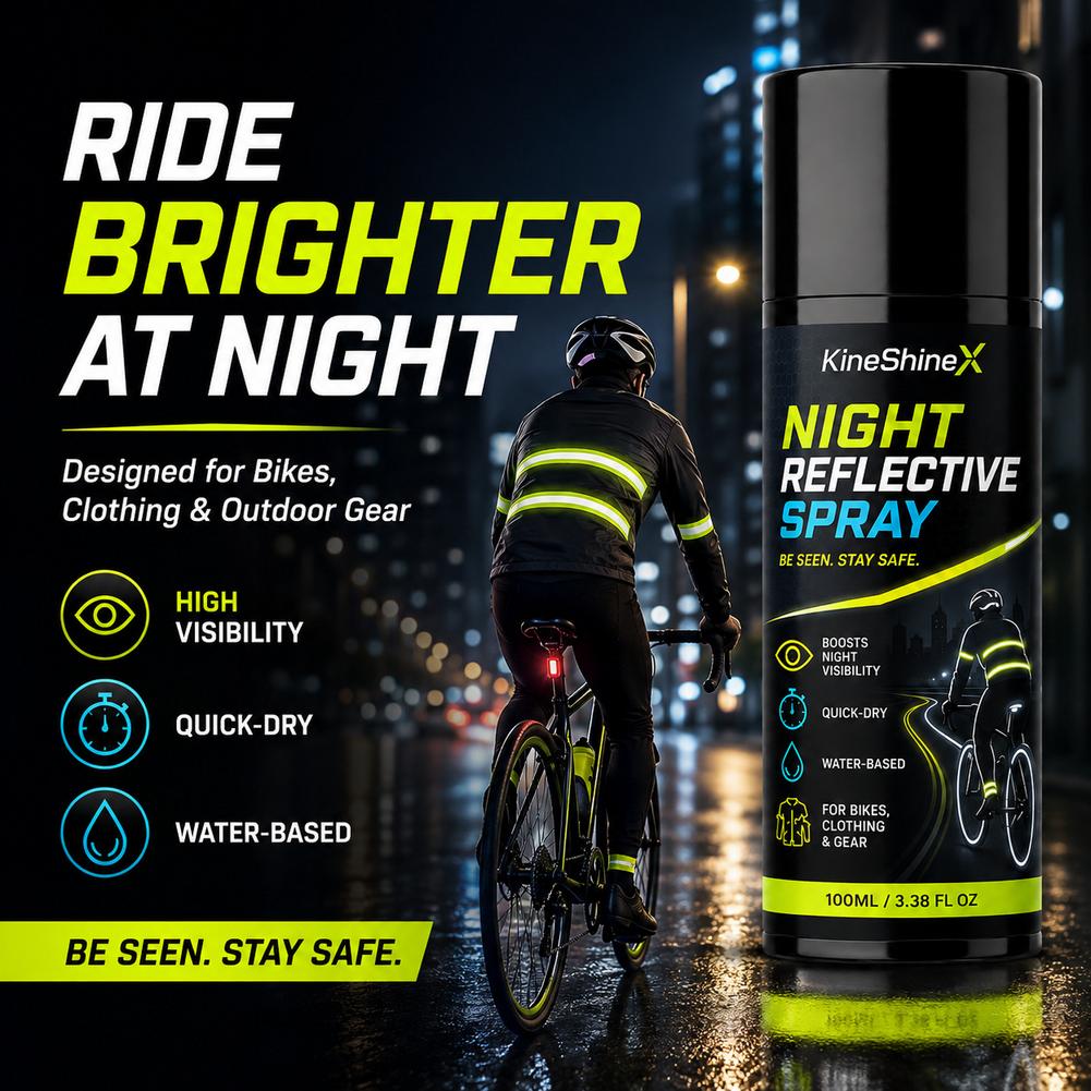 Running Visibility Gear - 100ml 夜間反射スプレー。高い視認性、速乾性。自転車ウェア、アウトドア用、安全確保、発光塗料、サイクリング、ランニング用具。
