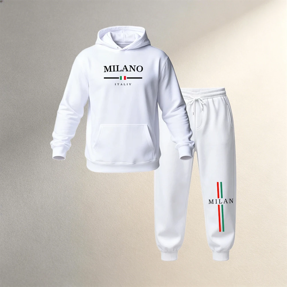 Joggers Pants - メンズウェア、パーカー2点セット、秋・冬用、メンズスポーツカジュアルスウェットシャツセット、暖かいプルオーバー＋ジョガーパンツ、ファッションランニングスーツ。