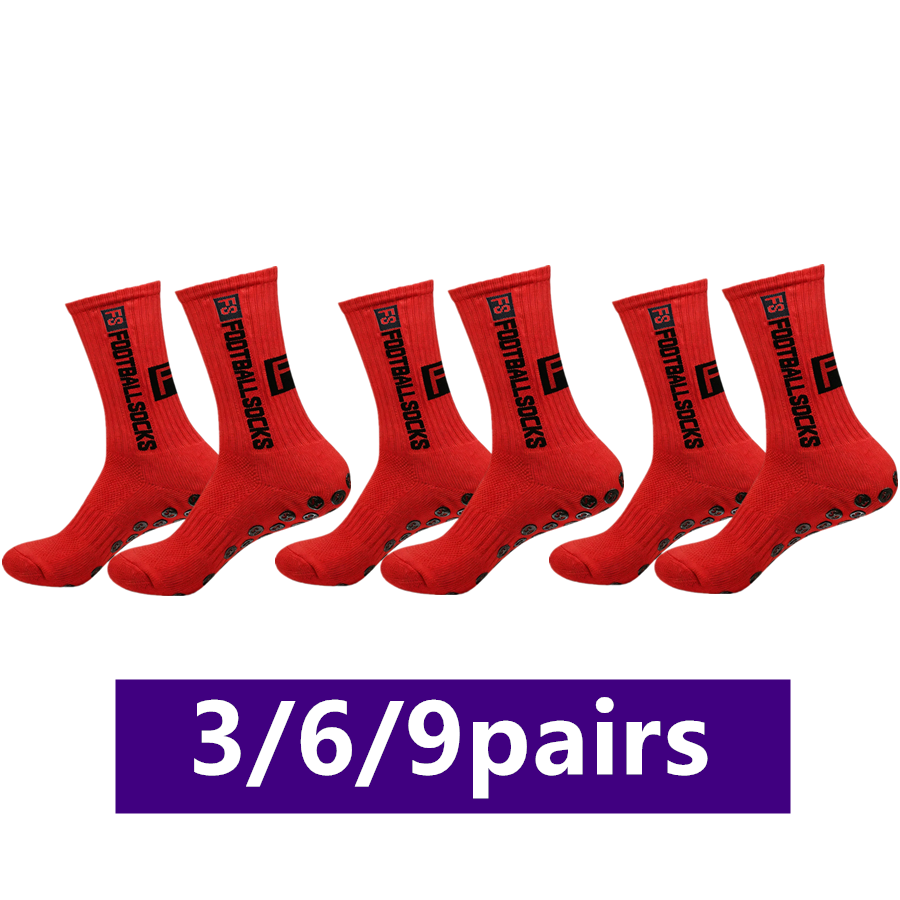 Sports Socks - 3/6/9 ペアユニセックスノンスリップグリップサッカー野球通気性タオル底耐衝撃プロアスレチックエクササイズソックス
