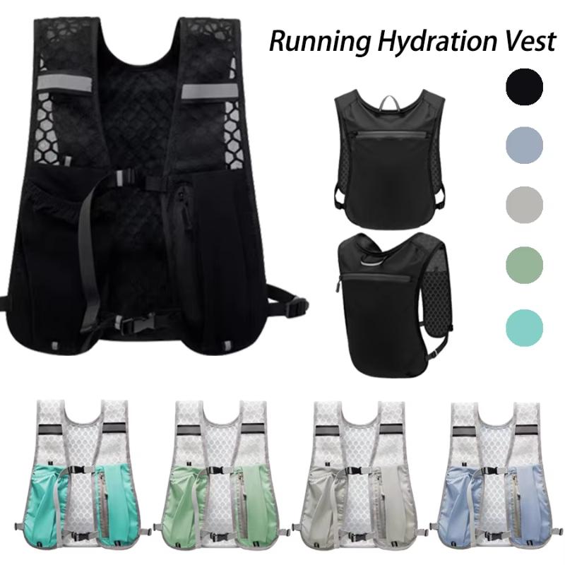 ウォーターボトル収納付きランニングベスト、安全な夜間ジョギン - Hydration Vest のレビューと価格