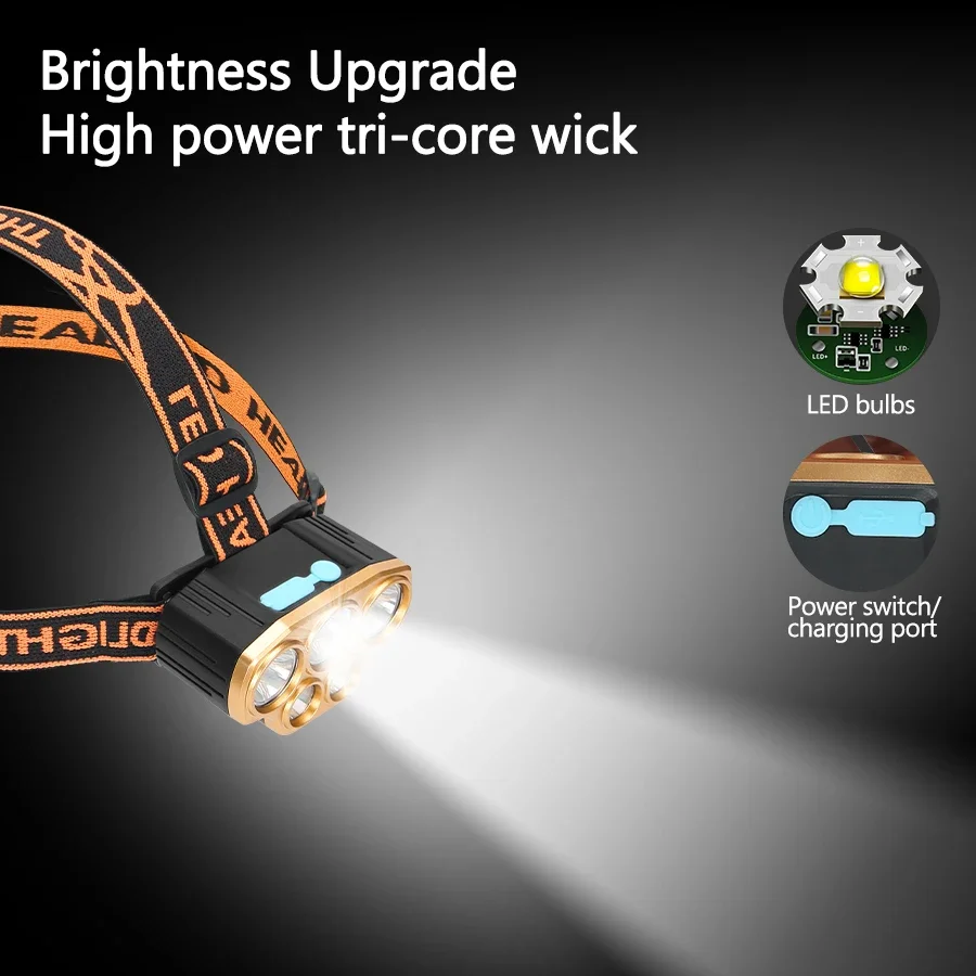 充電式 5 LED ヘッドライト超高輝度強力防水ヘッド懐中電 - Running Headlamp のレビューと価格
