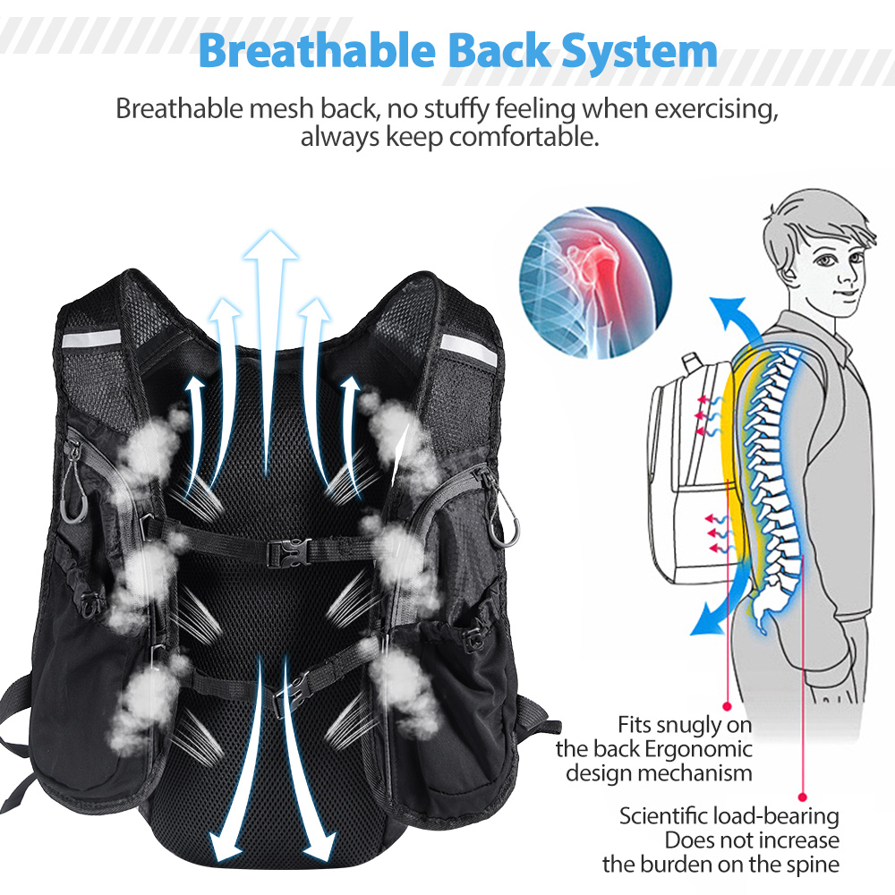 ウォーターボトル付きランニングバックパックベスト、軽量自転車 - Hydration Vest のレビューと価格