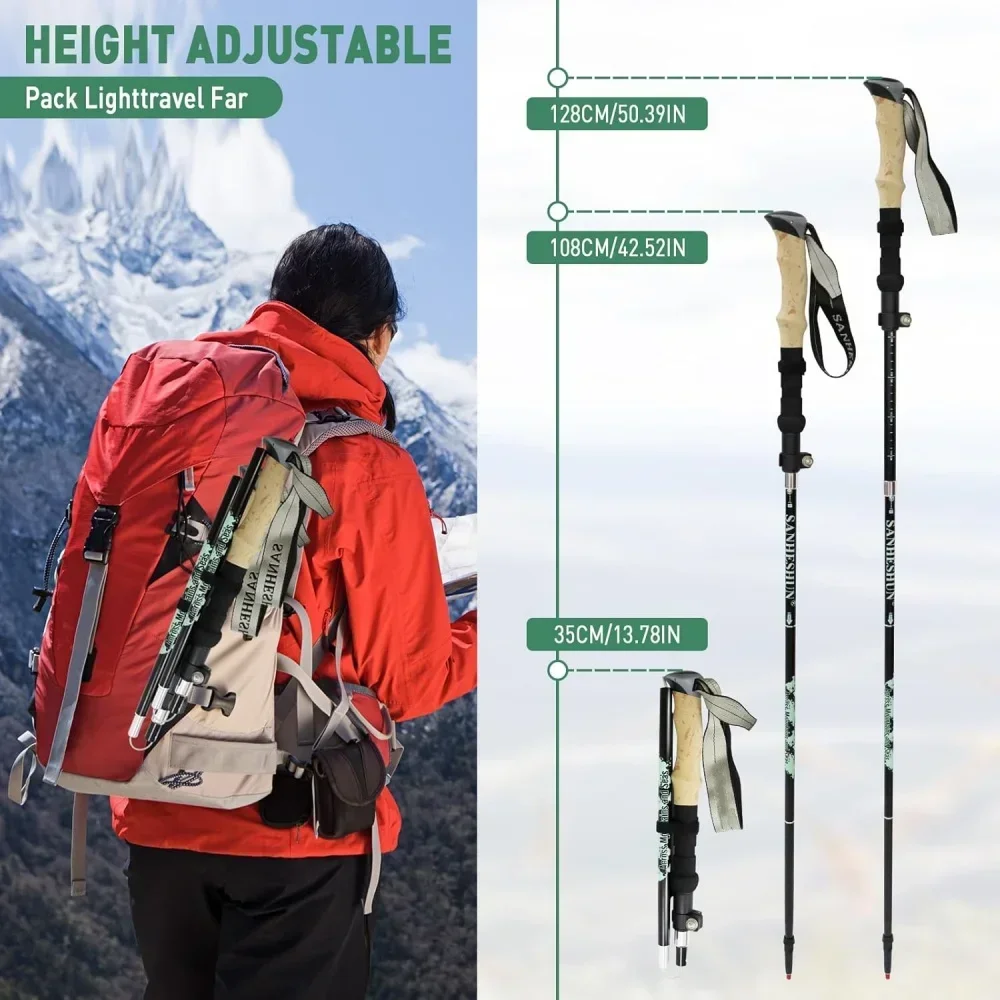 2本セット 軽量折りたたみ式トレッキングポール アルミ製耐衝 - Trekking Pole Carbon のレビューと価格