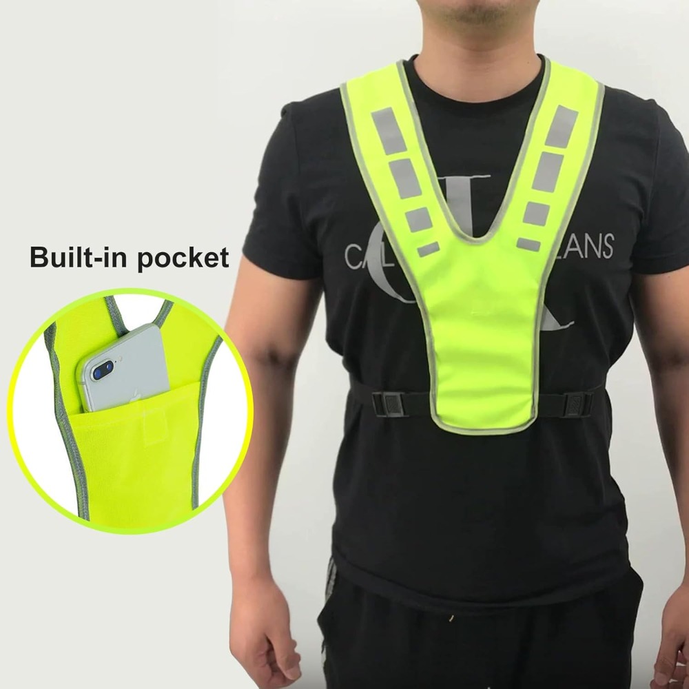 反射素材を使用したランニングベスト。安全確保用のベストで、ポ - Running Gear Kids のレビューと価格