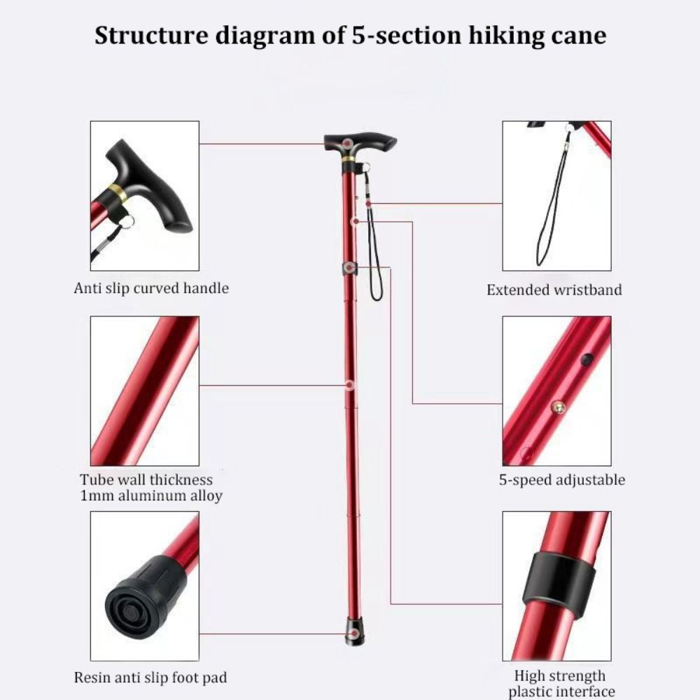 軽量伸縮式トレッキングポール。5分割式で強度を高め、持ち運び - Trekking Pole Carbon のレビューと価格