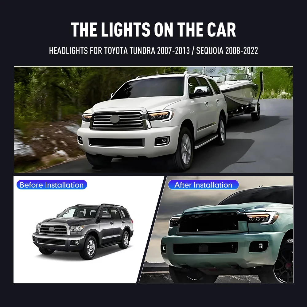 カースタイリングヘッドランプトヨタセコイア 2008-202 - Running Headlamp のレビューと価格