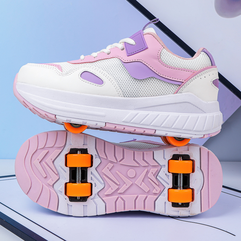 子供用ローラースケート、4輪、取り外し可能な車輪付きスニーカ - Running Shoes Men のレビューと価格