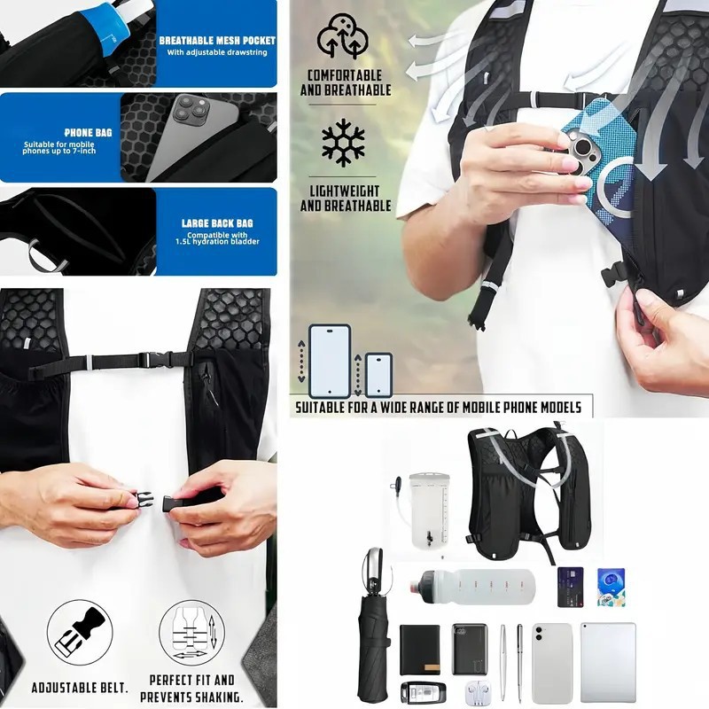 男女兼用ランニングベスト 防水通気性バックパック ハイキング - Hydration Vest のレビューと価格