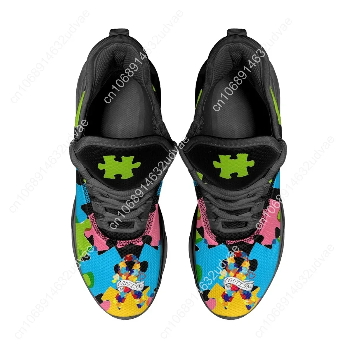 自閉症啓発スポーツランニングシューズカラーパズル耐久性のある - Running Shoes Men のレビューと価格