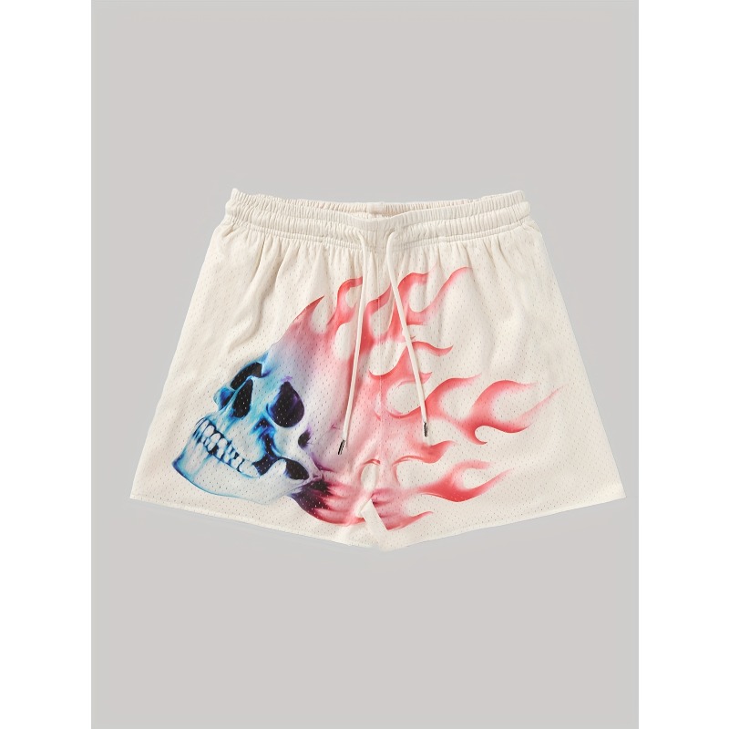 夏用キッズ通気性バスケットボールショーツ スカルフレイムデザ - Running Gear Kids のレビューと価格